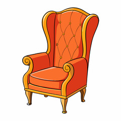 wingback chair isolated on white background