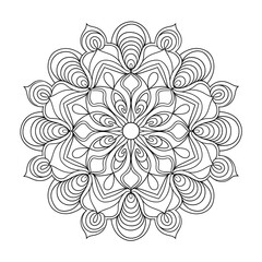 A line art mandala design illustration of a coloring page 