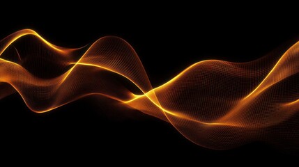 Abstract Glowing Wave Pattern on Black Background with Meshed Lines