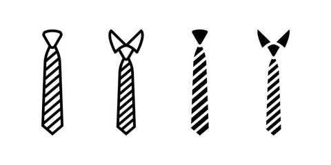 Tie icon set. Flat illustration of icons on a white background