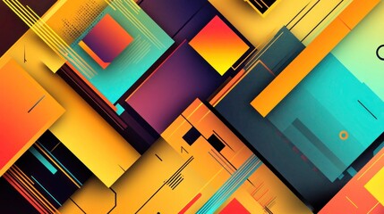 Dynamic and vibrant geometric abstraction with bold color gradients and diagonals