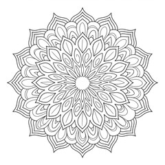 A line art mandala design illustration of a coloring page 