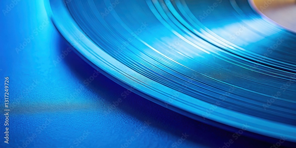 Poster A Close-Up View of a Smooth Blue Curved Surface with Multiple Parallel Lines Showing a Reflection of Light