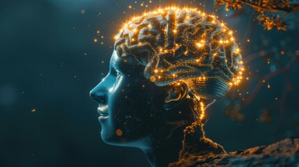 Obraz premium Digital illustration reflecting mindset, mental strength, and transformation.