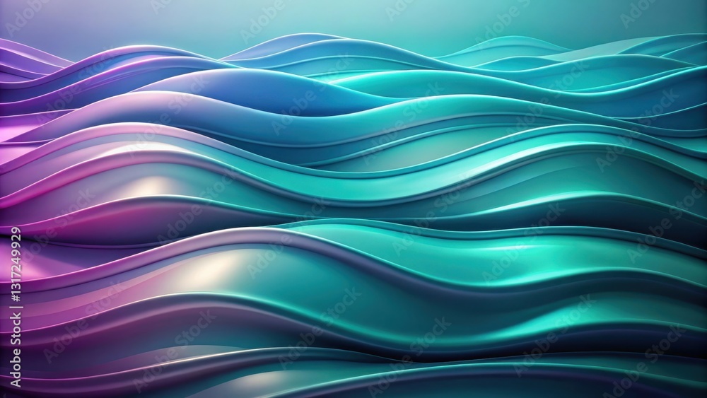 Poster abstract background of smooth and flowing teal and purple waves