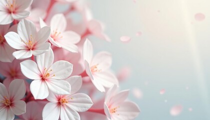 Obraz premium Close up of delicate white paper flowers blooming against a soft pastel background, pastel, bloom