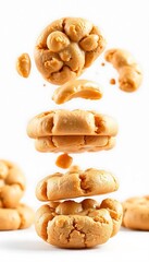 Naklejka premium Peanut Butter Floating Cookies White Background