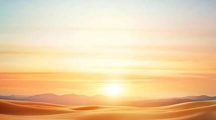 Obraz premium Serene Desert Sunset with Soft Sand Dunes and Warm Color Palette in a Tranquil Landscape