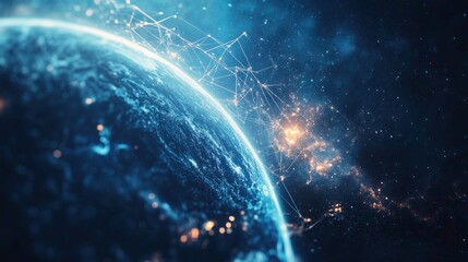 Obraz premium Global connectivity concept with world, network and digital technology