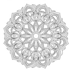 A line art mandala design illustration of a coloring page 
