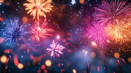Captivating display of festive fireworks illuminating a night sky celebration