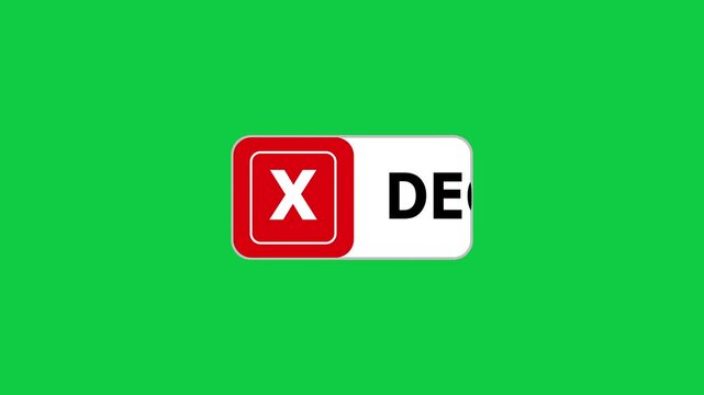 Green screen animation of Decline push button with pointer, simple animation of cursor icon Decline button, Animation of Decline button, Decline us button animation