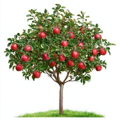 Lush Apple Tree Displaying Abundance of Ripe Red Apples Ready for Harvesting in Autumn Sunlight