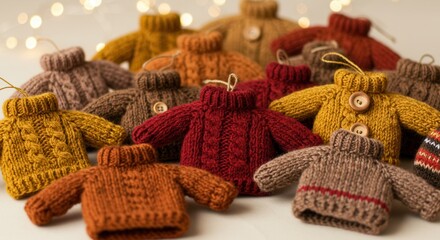 Knitted Christmas Ornaments Colorful Handmade Sweaters Festive Holiday Decor