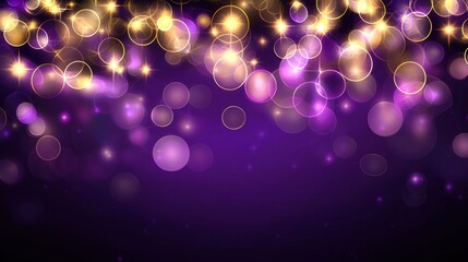 Elegant Sparkling Purple Background with Glowing Light Bokeh Effect