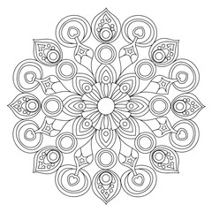 A line art mandala design illustration of a coloring page 