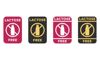 Set best Lactose free label or Lactose free logo vector isolated in flat style. Lactose free label vector for product packaging design element. Lactose free logo for packaging design.