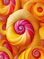 Obraz premium Harmonic Spirals, A Vibrant Swirl of Gradient Shells Abstract Artwork