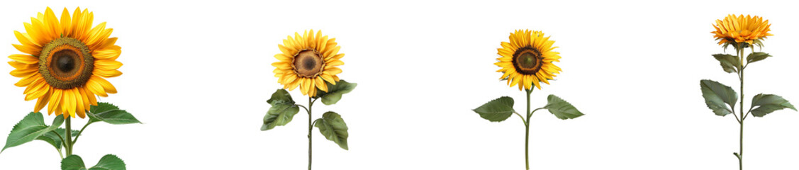Obraz premium Sun flower on transparent background collection set