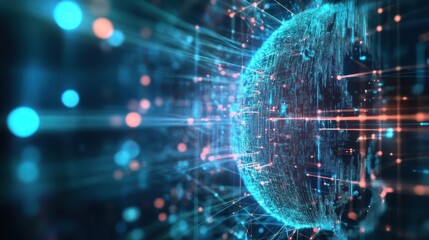 Futuristic digital globe illustration with network connections, globalized world