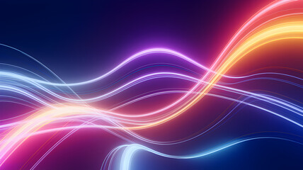 Naklejka premium Abstract colorful light waves flowing across a dark background, creating a vibrant digital atmosphere