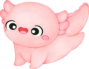 watercolor cute axolotl
