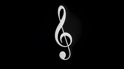 Fototapeta premium Musical Note on Black Background: A minimalist illustration of a musical treble clef stands out against a dark, elegant backdrop. 