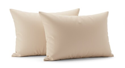 Pair of Beige Throw Pillows - Two beige throw pillows, soft and plush, perfect for adding comfort and to your living space