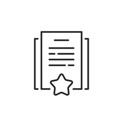 thin line important document icon with star