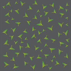 Seamless Botanical Pattern Featuring Vibrant Green Leaves on a Dark Background