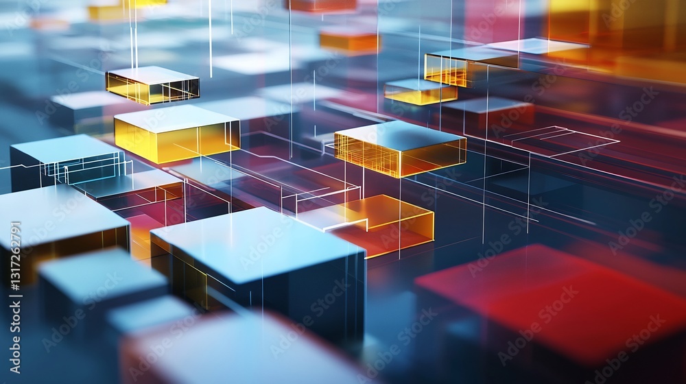 Poster Abstract depiction of organizational design showcasing symbolic patterns layered textures structural efficiency