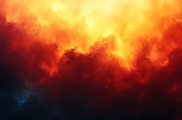 Naklejka premium Fiery Nebula Cosmic Background Abstract Red Orange Space Illustration