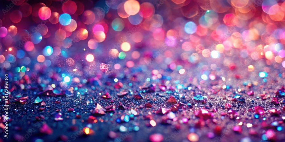 Aufkleber A shimmering background of vibrant bokeh and scattered iridescent glitter, creating a festive and celebratory ambiance.