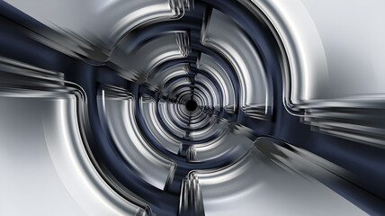 Abstract spiral design with metallic textures creating a sense of depth and motion