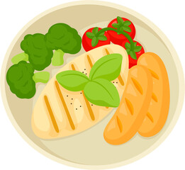 illustration chicken steak