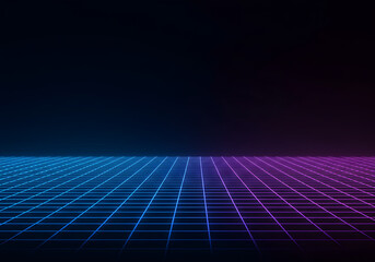 Neon Grid Horizon:  Retro Futuristic Digital Landscape