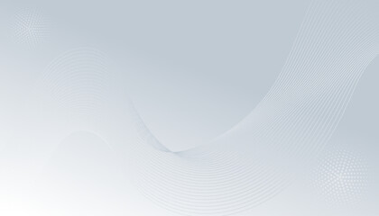 White abstract background with wavy lines. Digital future technology concept in the silver theme color.