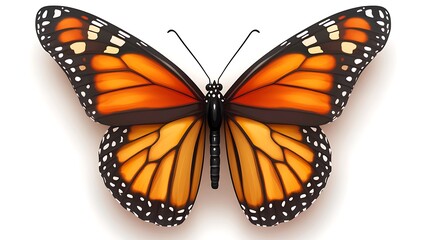 Fototapeta premium Vibrant Monarch Butterfly Displaying Beautiful Orange and Black Wing Patterns on White Background