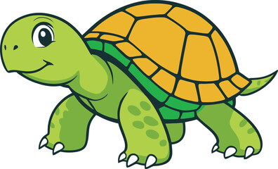 Obraz premium A cartoon turtle illustration, Happy turtle character design