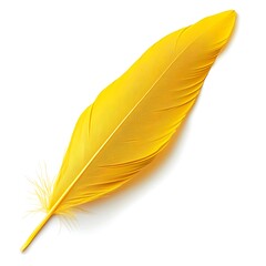 Fototapeta premium Yellow Feather Isolated on White Background in Clipart Style