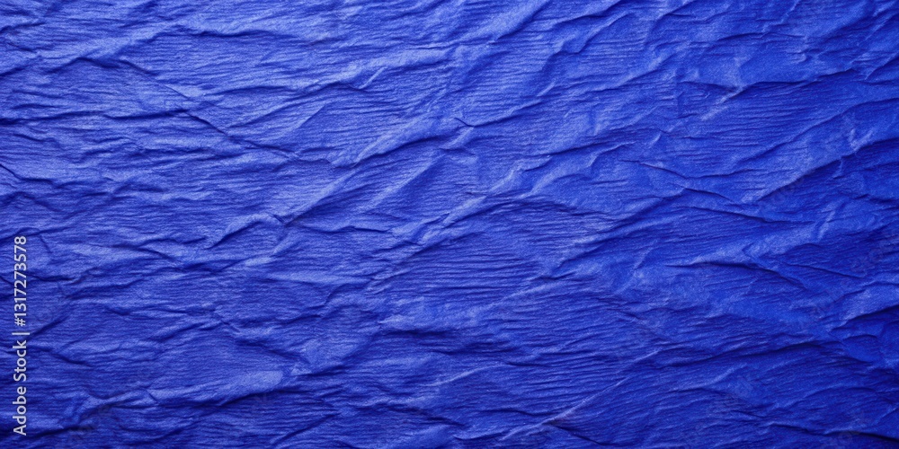 Poster a deep blue wrinkled fabric texture with dramatic depth and texture