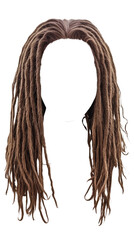 A long, textured synthetic wig featuring voluminous dreadlocks is showcased against a plain background. Ideal for costumes or fashion statements, this accessory offers versatility