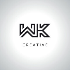Abstract WK KW Monogram Logo Template With Vector Eps.