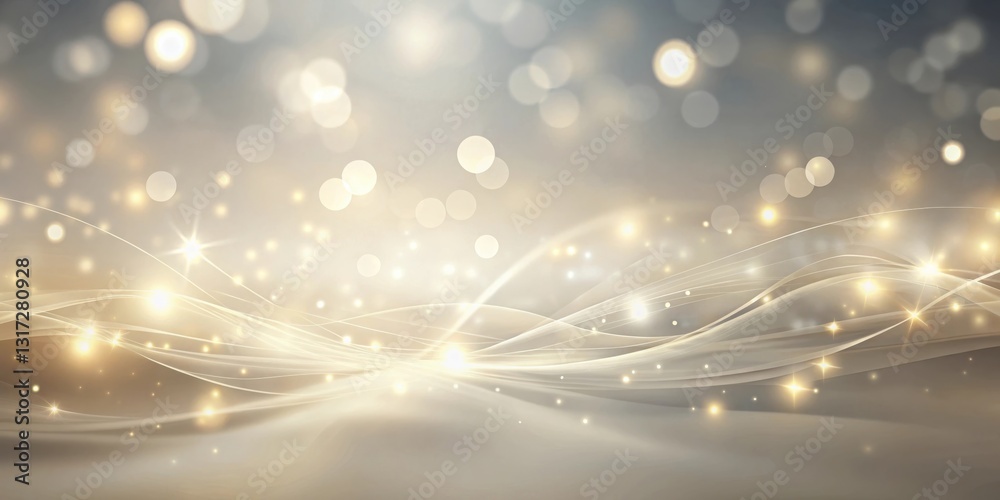 Fototapete abstract golden wave background with sparkling bokeh lights
