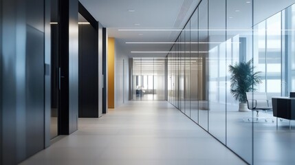 Modern Office Interior With Glass Walls and Linear Design