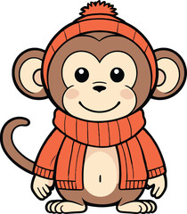 Fototapeta premium A cartoon monkey with smiling face illustration