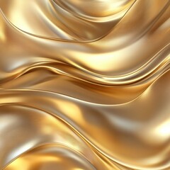 Fototapeta premium Abstract golden waves, flowing fabric texture.