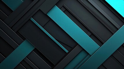 Abstract Geometric Design with Diagonal Lines and Teal Stripes on Dark Surface