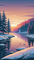 Lake wilderness landscape outdoors winter wonderland