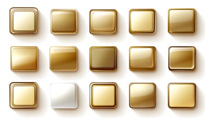 Elegant Golden Square Buttons in Vector Illustration for Design Use